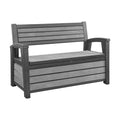 Keter Hudson 60 Gallon Capacity Plastic Resin Weather Resistant Outdoor Home Backyard Storage Bench/Deck Box Chest Patio Furniture, Gray