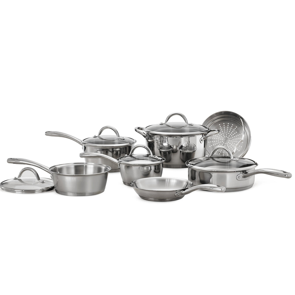 Tramontina 12-Piece Gourmet Tri-Ply Base Cookware Set, Stainless Steel