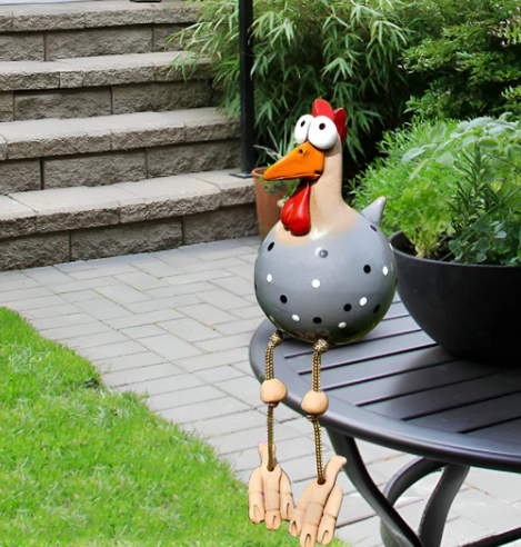 Durable Resin Chicken Statue for Outdoor Garden Decor