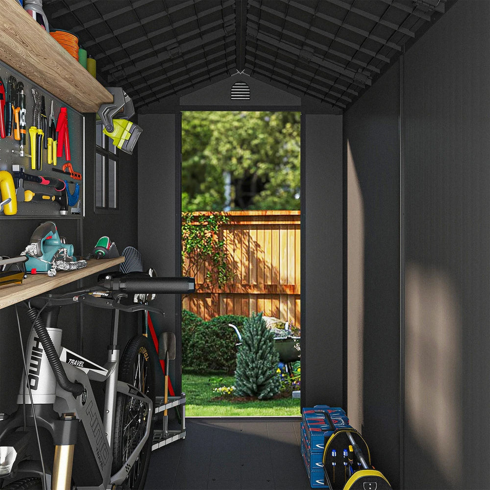 Pro Grade 4ft x 6ft Premium Plastic Garden Shed - Grey Wood Touch Texture