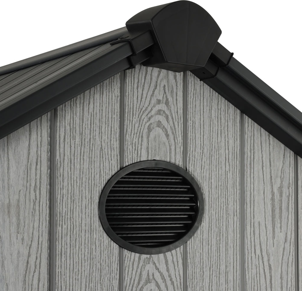 Pro Grade 4ft x 6ft Premium Plastic Garden Shed - Grey Wood Touch Texture